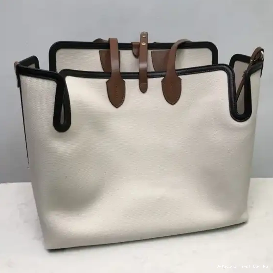 Official First Bag Ru Medium Bag The Canvas Soft BURBERRY Belt Cotton 0607